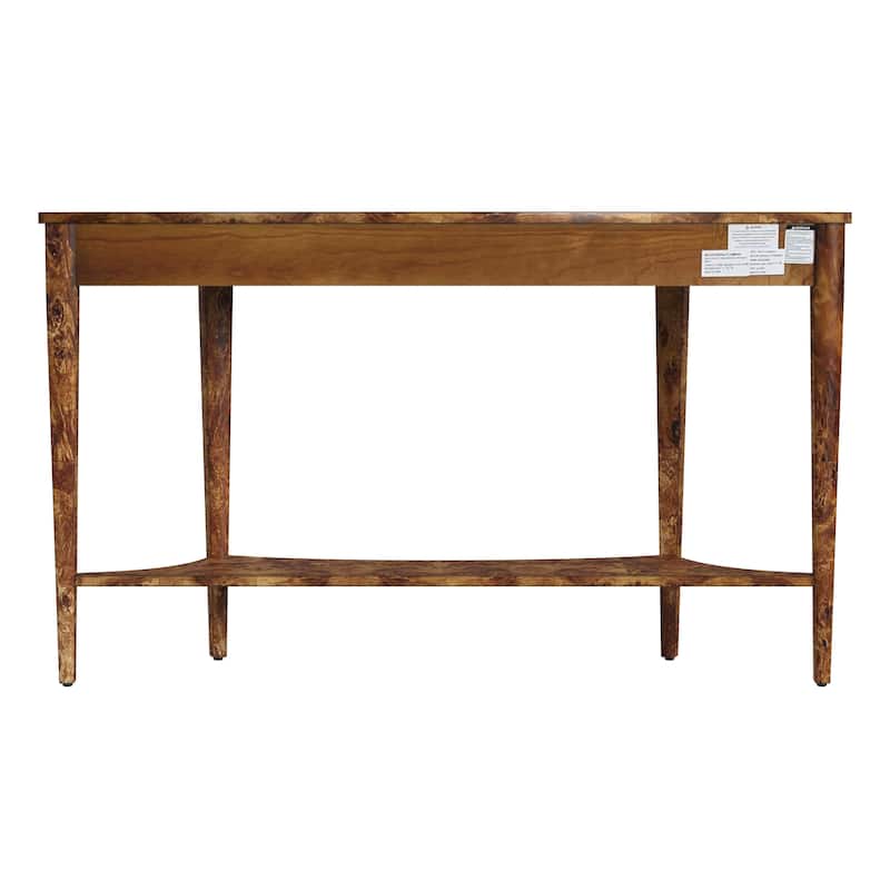 Astor 54"W Burl Wood Demilune Console Table