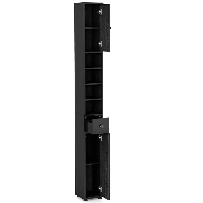 Narrow Freestanding Storage Cabinet for Bathroom Kitchen or Living Room Organization - 8" x 8" x 71"