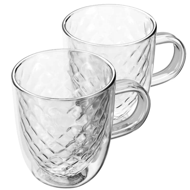 Elle Decor Set of 2 Insulated Coffee Mugs - Clear - 13 oz