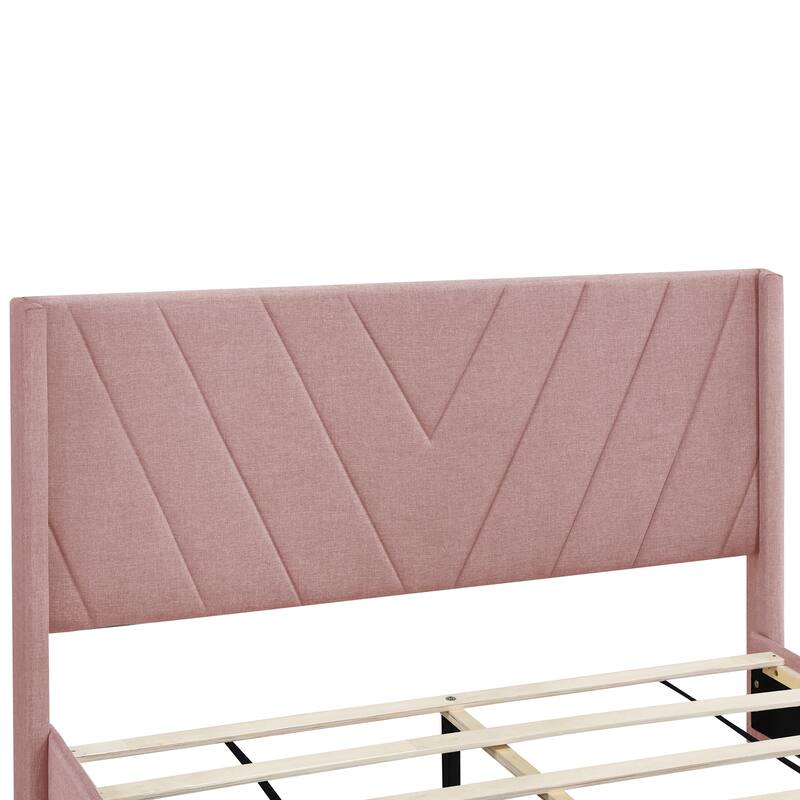 Linen Upholstered Queen Storage Bed: 3 Drawers, Sturdy Wood Frame