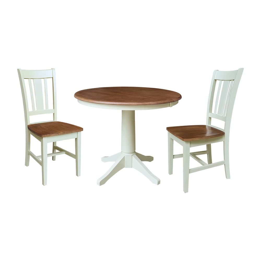 3 Piece Set - 36" Round Extension Dining Table with San Remo Chairs
