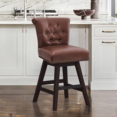 26 in. Bar Stool Counter Height Barstool 360° Swivel with Curved Backrest Armless Stool