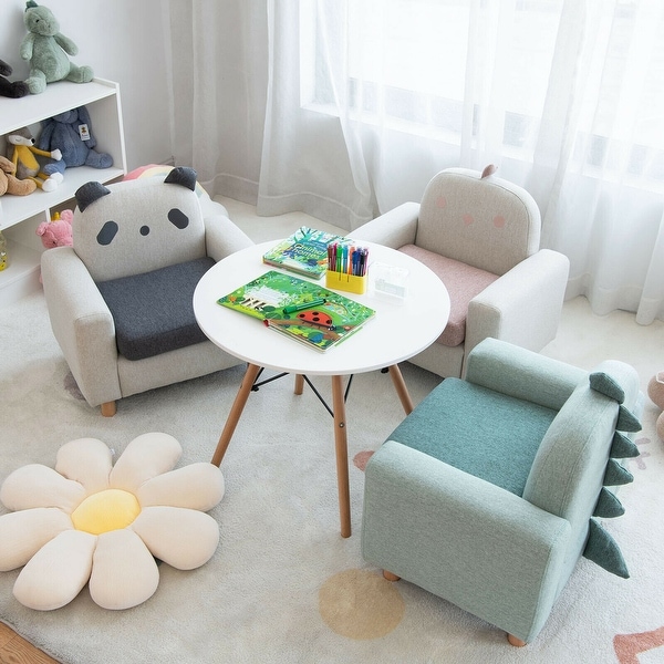 Gymax Kids Dinosaur/Panda/Chick Sofa Wooden Armrest Chair Couch w
