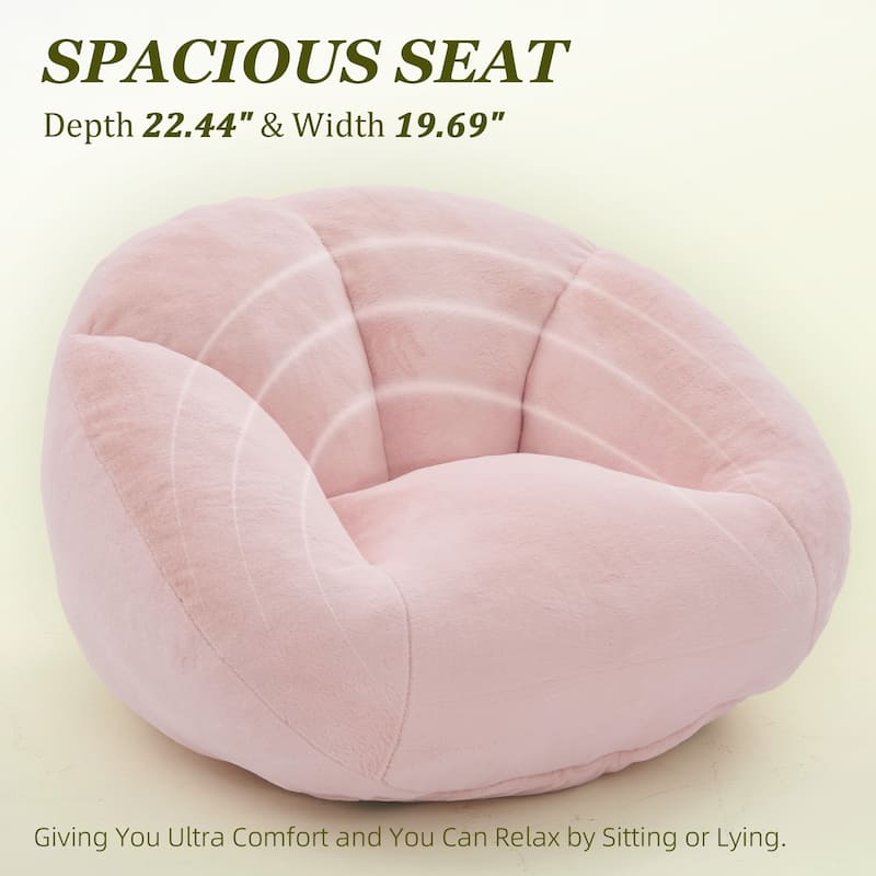 HOMEFUN Fabric Upholstered Oversized Round Comfy Bean Bag Lazy Sofa for Living Room