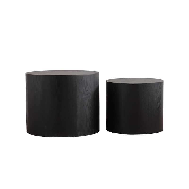 Nesting Coffee Table Set of 2, Round Wooden Coffee Tables Modern Circle Table for Small Space, Accent End and Side Table Set