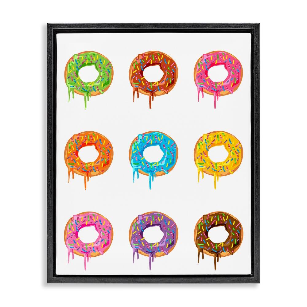 Stupell Bright Donut Rows Framed Floater Canvas Wall Art Design By Marcus Prime