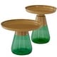 preview thumbnail 2 of 7, Gold Titanium Coffee Table Set of Two with Glass Base Modern Accent - 24x17 19x20