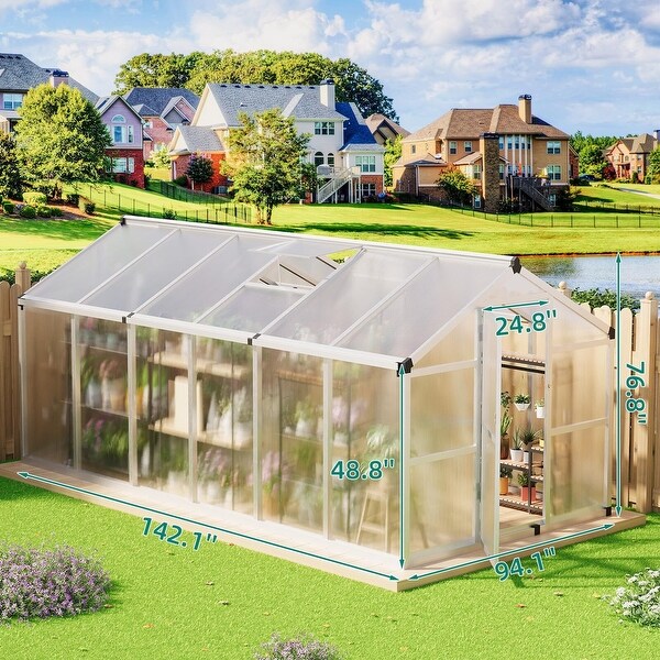 8x12 Ft Greenhouse for Outdoors,Large Walk-in Greenhouse - Bed