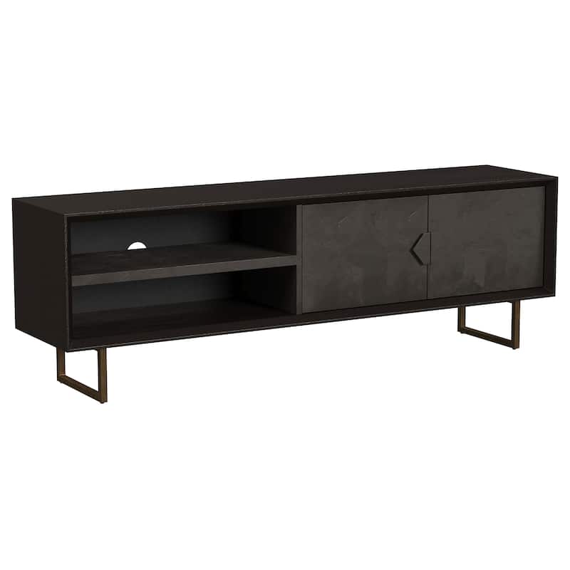 Marsden 2-Door Mango Wood 70" TV Stand Charcoal Black - Charcoal Black