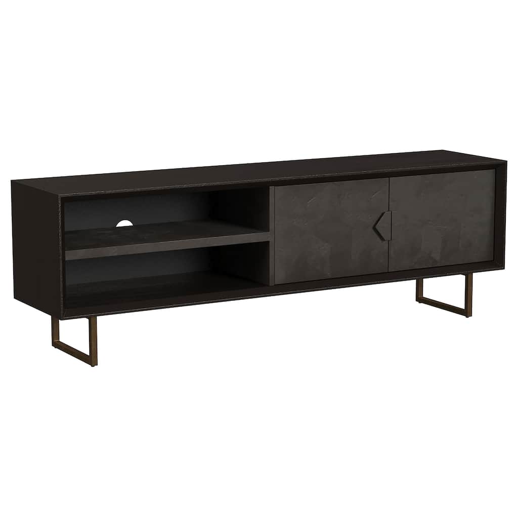 Marsden 2-Door Mango Wood 70" TV Stand Charcoal Black