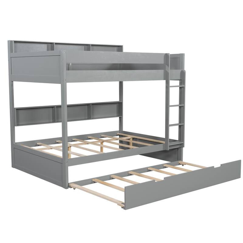 Bunk Bed with Trundle & Dual-Side Storage Shelves by Harper&Bright Designs