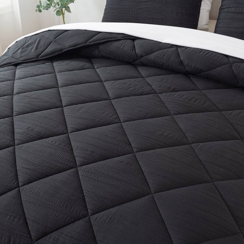 3 Pieces Quilted Comforter Set with 2 Pillow Shams