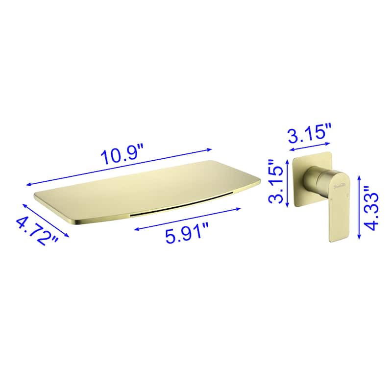 Waterfall Faucet 1-Handle Wall Mount Lavatory Faucet Mixer Tap