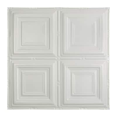 Great Lakes Tin Syracuse Matte White 2ft x 2ft Nail Up Ceiling Tiles