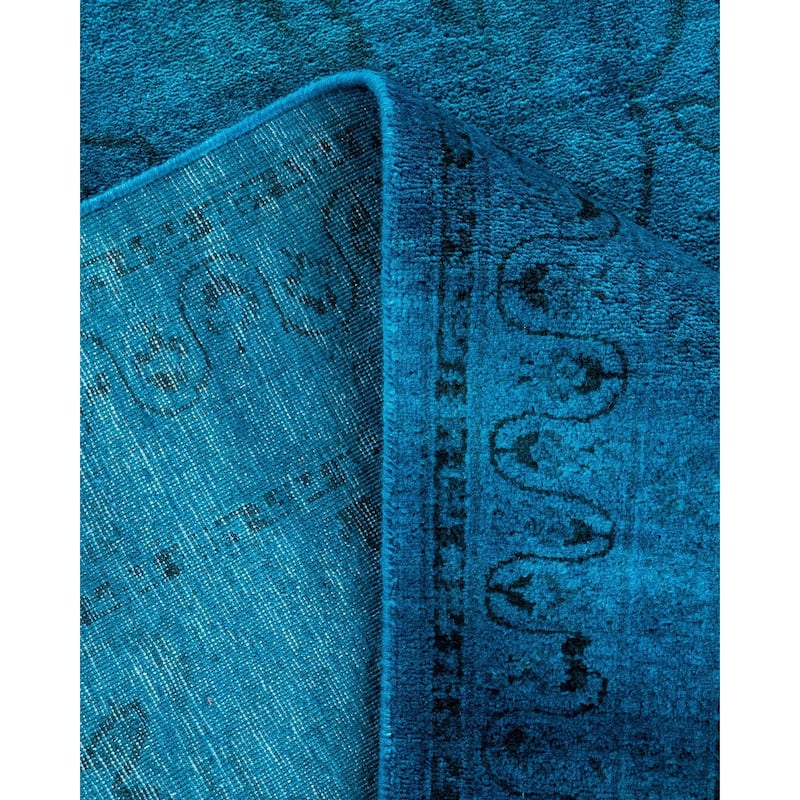 Overdyed, One-of-a-Kind Hand-Knotted Area Rug - Blue - 8' 3" x 10' 2"