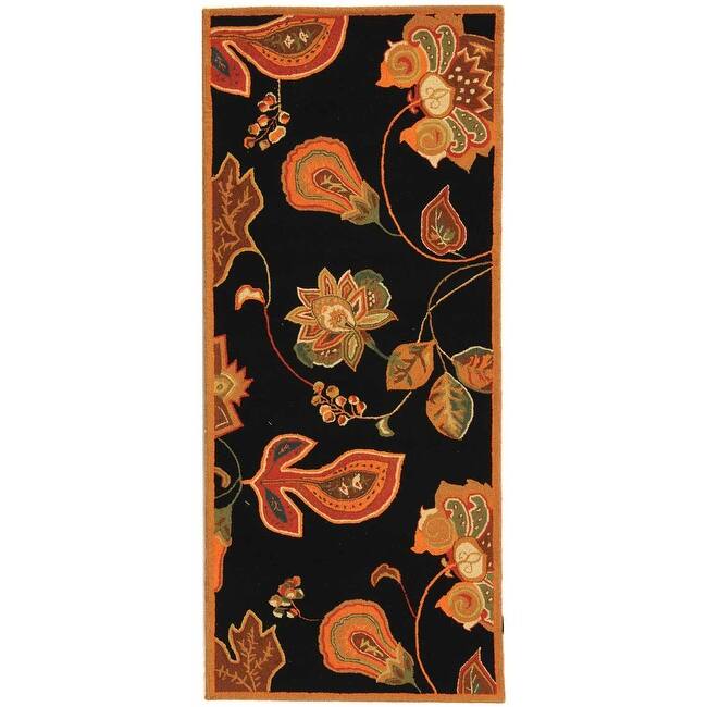 SAFAVIEH Handmade Chelsea Navigation French Country Wool Rug - 2'6" x 12' Runner - Black/Orange