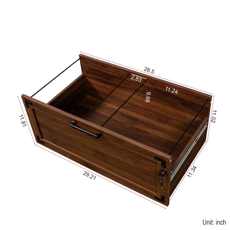 Anmytek Double Drawer File Cabinet Locking Storage Walnut Finish Office Home Cabinet