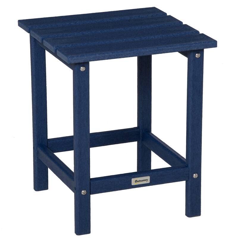 Outsunny Patio Side Table, Square Outdoor End Table, HDPE Plastic Tea Table for Adirondack Chair, Backyard or Lawn