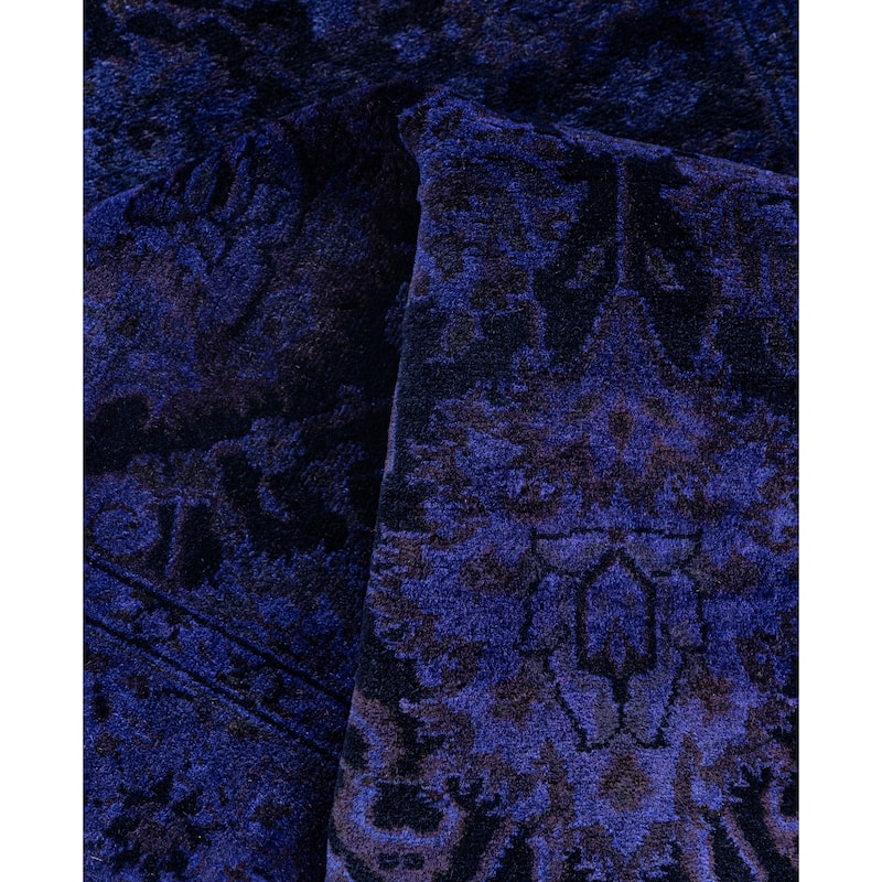 Overdyed One-of-a-Kind Hand-Knotted Runner Rug - Purple - 2' 7" x 12' 1"