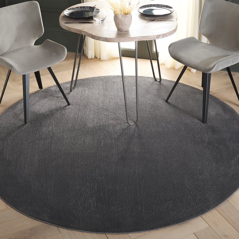 SAFAVIEH Revive Avie Solid Rug - 5'3" Round - Charcoal