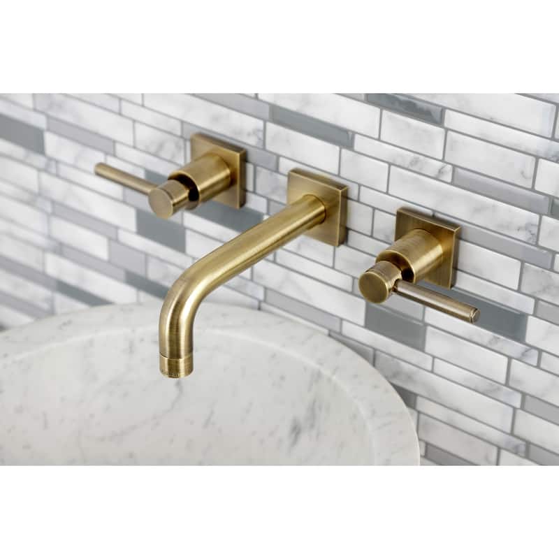 Kingston Brass Concord Two-Handle 3-Hole Wall Mount Bathroom Faucet - Antique Brass