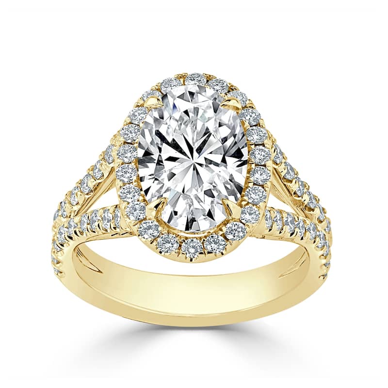 Auriya 14k Gold 2 1/2cttw Split Shank Oval Halo Diamond Engagement Ring (H-I, I1-I2)