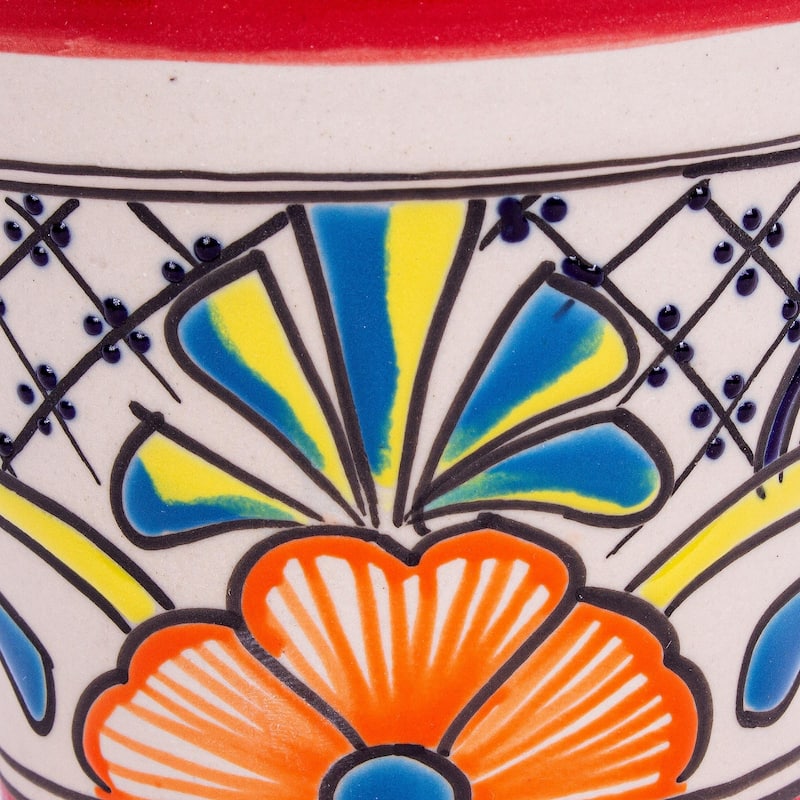 Novica Handmade Colorful Mercado Ceramic Flower Pot (4.7 Inch Diameter)