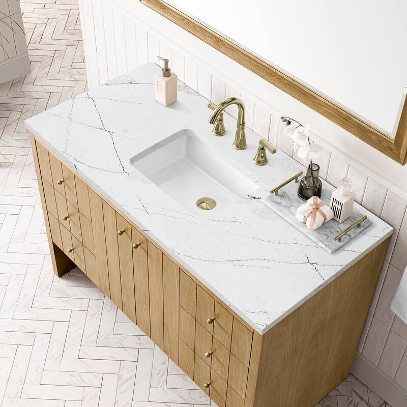 James Martin Vanities Hudson 48" Single Vanity, Light Natural Oak - Ethereal Noctis Quartz