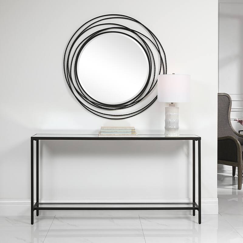 Uttermost 24997 Hayley 10" Wide Mirror Top Steel Console Table