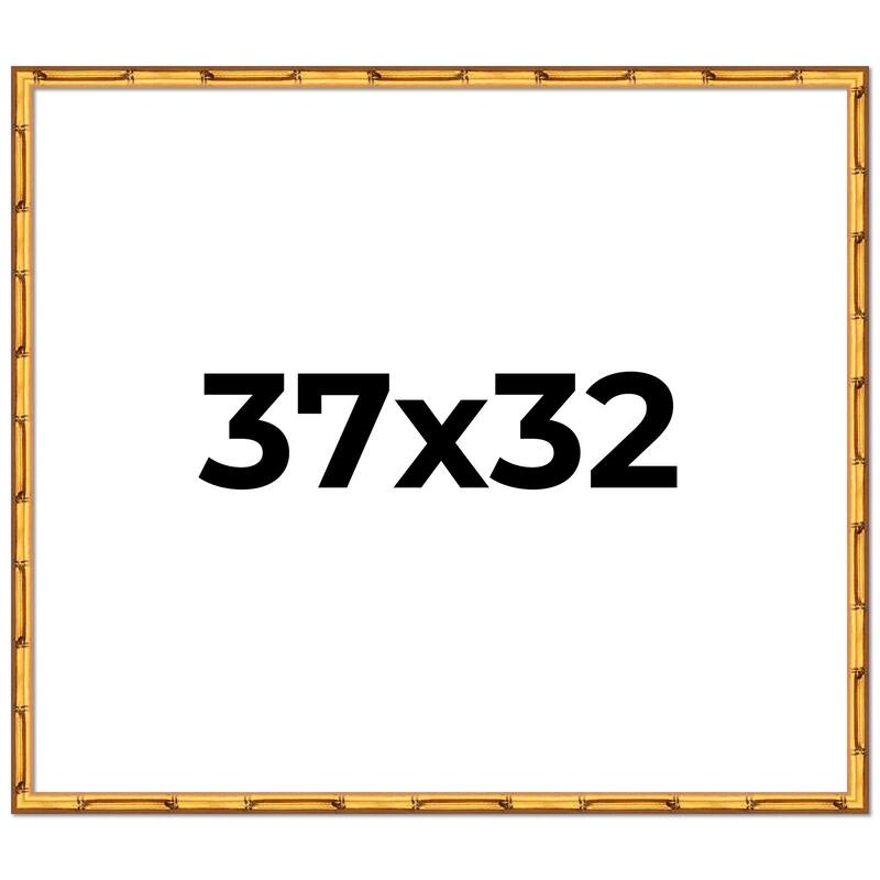 37x32 Frame Gold Bamboo Picture Frame Modern Photo Frame Includes UV Acrylic Shatter Guard Front Acid Free Foam Backing Board