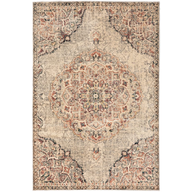 Glasgow Grey Rust Oriental Distressed Traditional Casual Area Rug