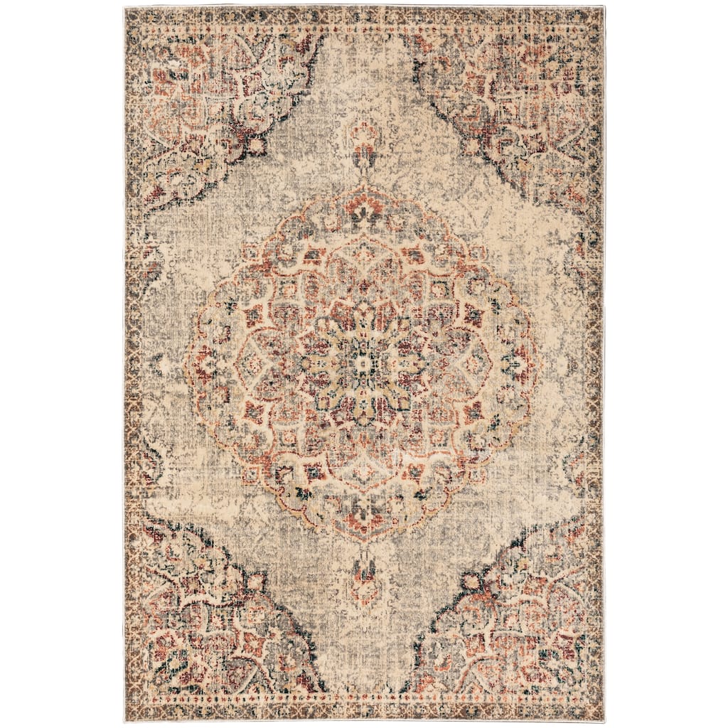 Glasgow Grey Rust Oriental Distressed Traditional Casual Area Rug