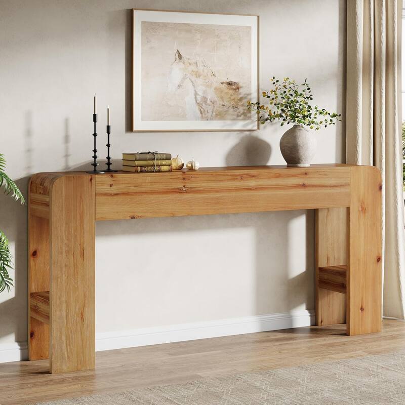 63-Inch Solid Wood Console Table, Sofa Table Behind Couch for Entryway, Living Room, Foyer