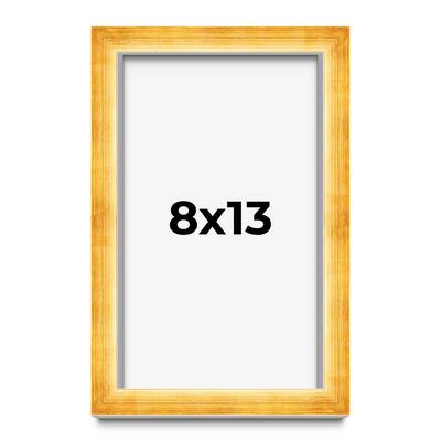 8x13 Shadow Box Frame Gold | 1.625 Inches Deep Real Wood Traditional