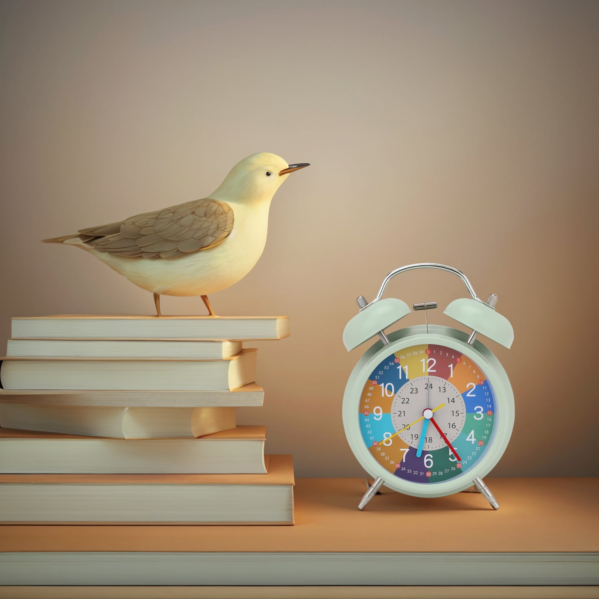 Premium Mechanical Alarm Clock Metal Casing, Nightlight, Silent Operation for Home Decor - 4.3"L x 2.2"W x 6.3"H