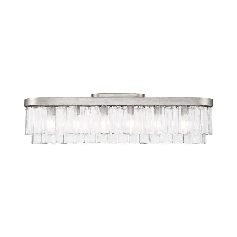 Ciara 6-Light Flush Mount in Peruvian Silver with Hammered Water Glass