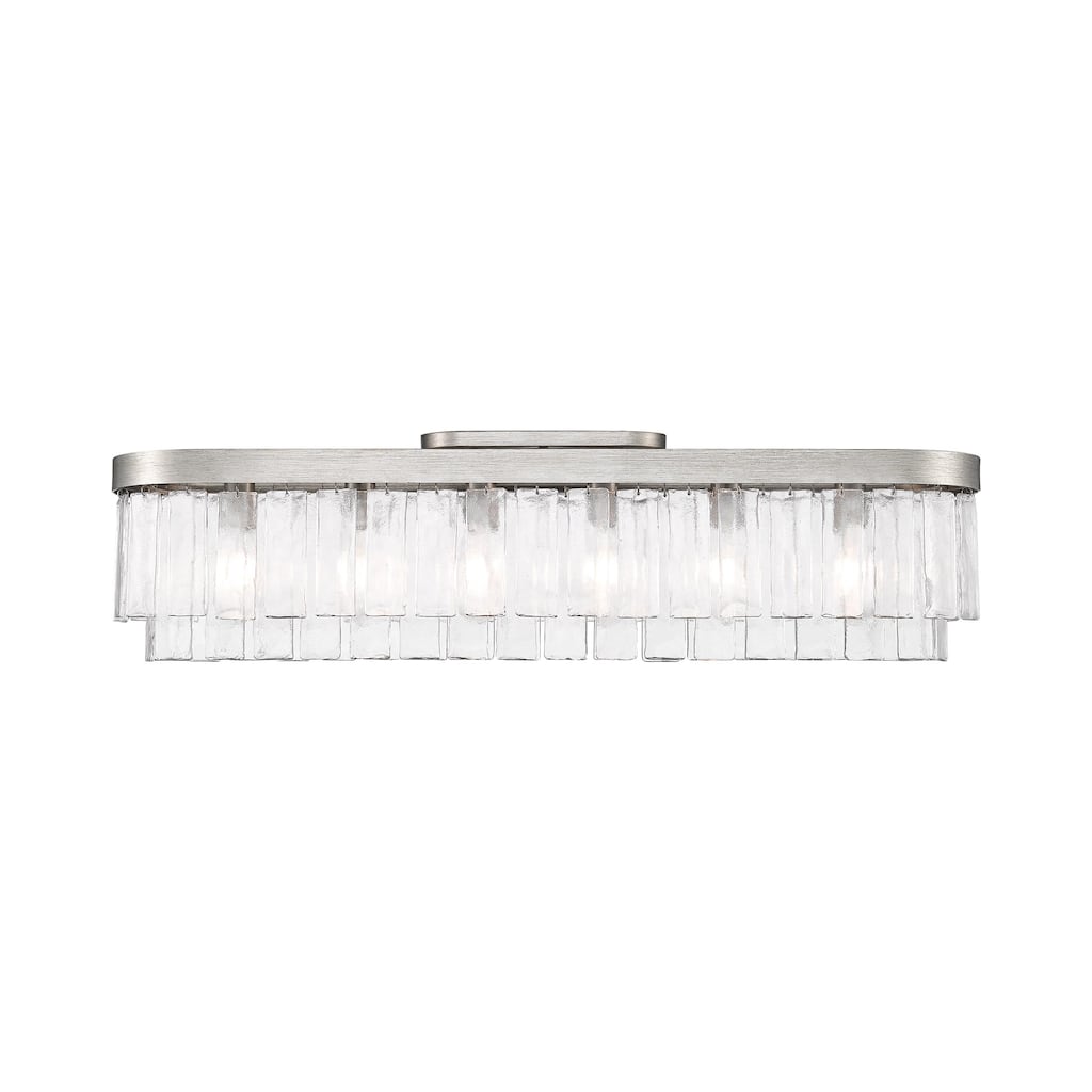 Ciara 6-Light Flush Mount in Peruvian Silver with Hammered Water Glass
