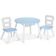 preview thumbnail 1 of 45, Costway Kids Wooden Round Table & 2 Chair Set w/ Center Mesh Storage - See Details Blue