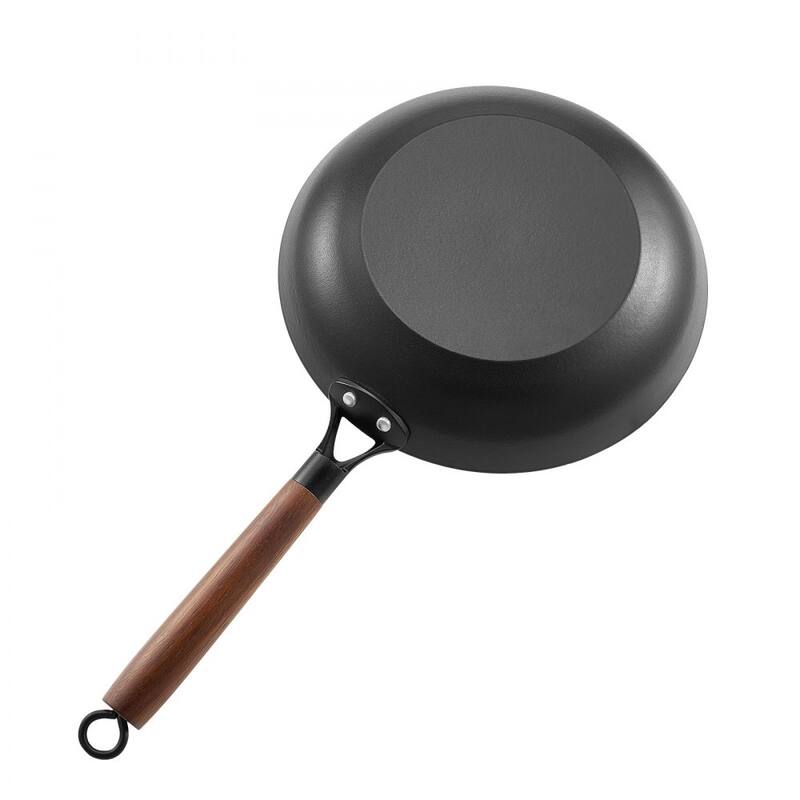 3-Piece Black Cast Iron Frying Pan Set with Detachable Wood Handle for Even Heat Cooking - Large Pan Size: 22 x 12 x 4 in