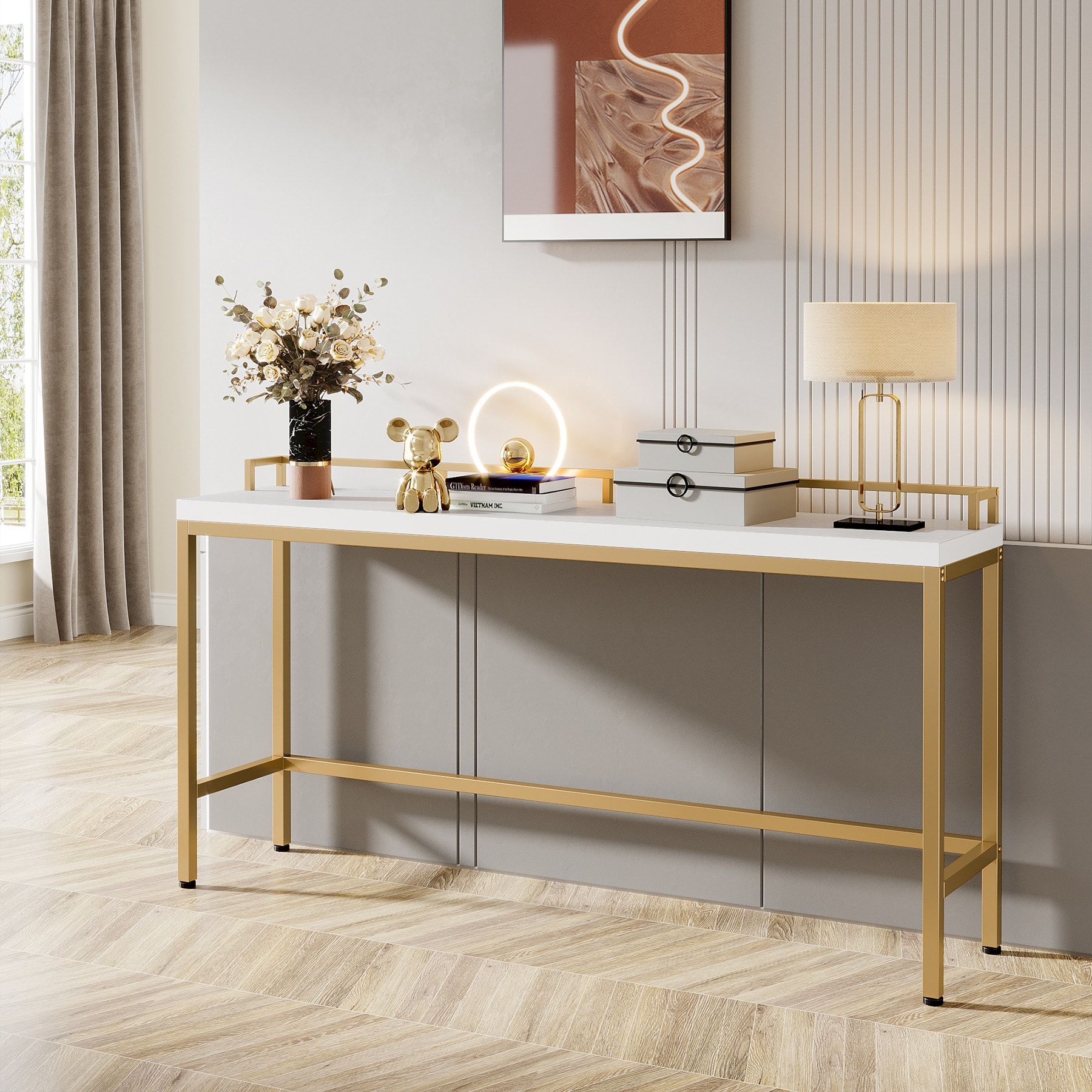 Extra long top thin console table
