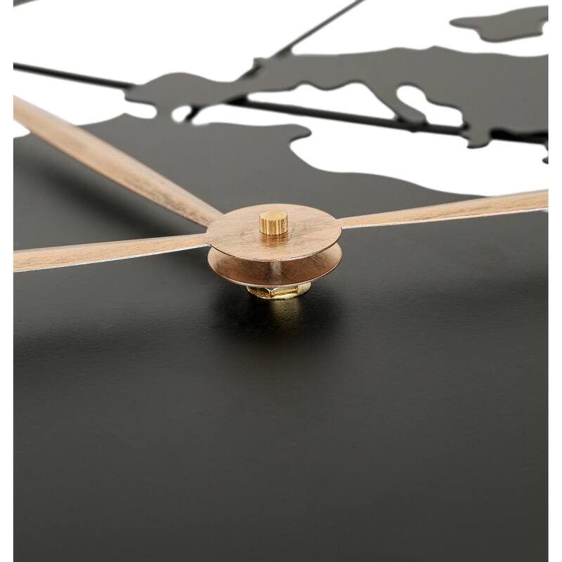 36 in Large Black Metal Modern Silent World Map Wall Clock - 35.5 in