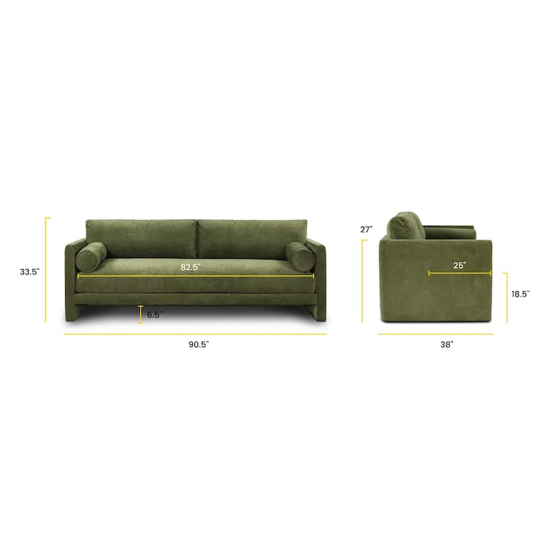 Poly & Bark Lea 90" Sofa - Includes 2 Bloster Pillows and Removable Cushion Covers