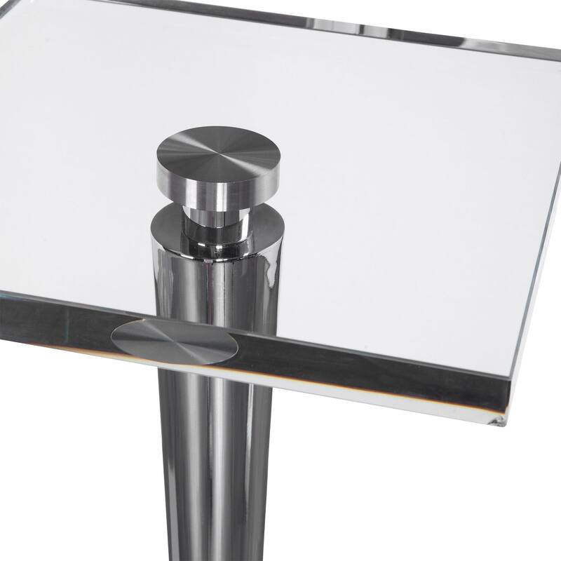 Uttermost Campeiro 13" Wide Crystal Topped Stainless Steel Drink Table