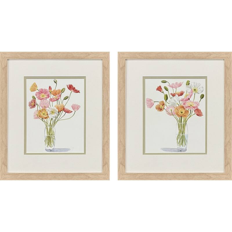 HomeRoots Set Of Two Wiry Poppies Brown Framed Wall Art