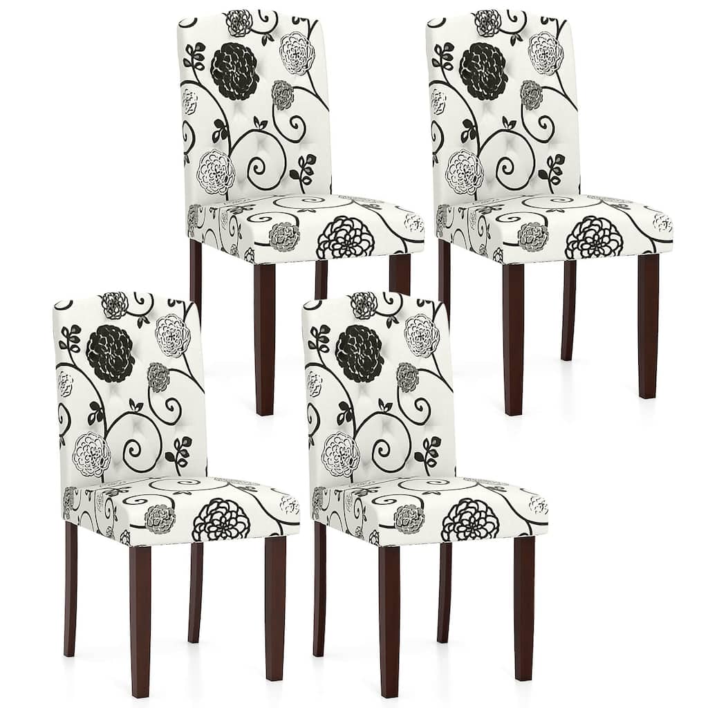 Costway Wooden Dining Chair Set of 4 with Rubber Wood Legs Padded Seat - See Details