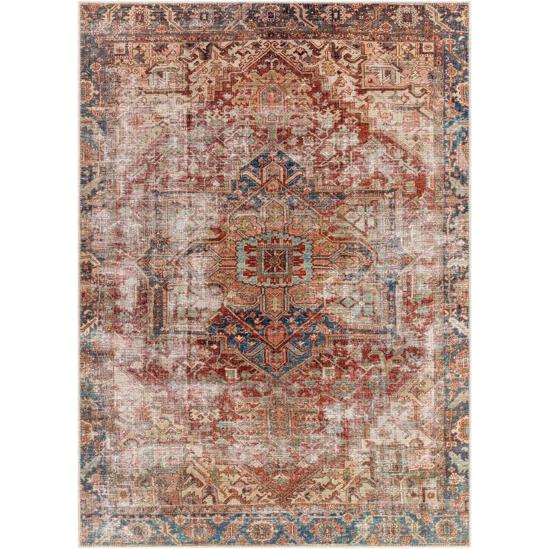 Livabliss Traditional Amelie Medallion Washable Area Rug