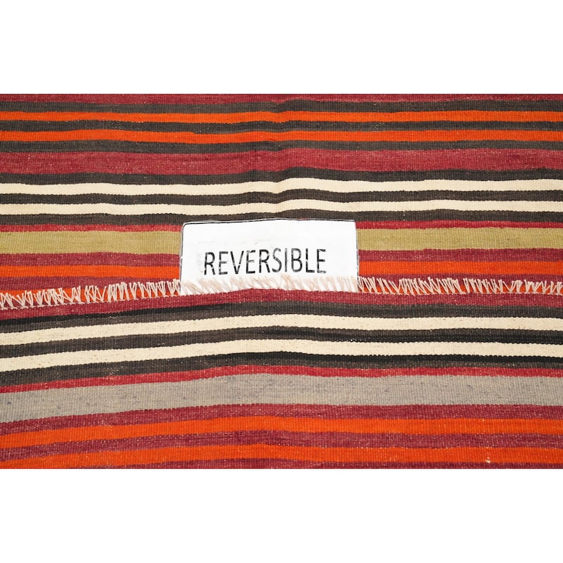 Hand Woven Oriental 100% Wool Carpet Southwestern Tribal Multi-Colored Kilim Area Rug - 11' 5'' X 5' 1''