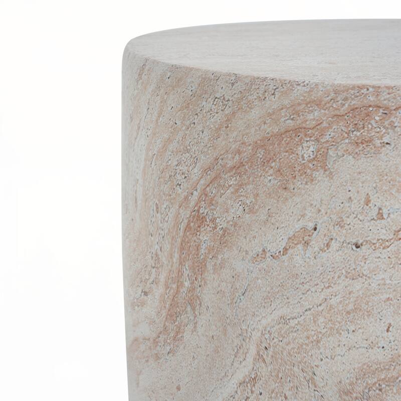 Outdoor/Indoor Lightweight Concrete Side Table,Travertine Finish