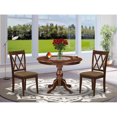 3-Piece Mahogany Finish Solid Wood Top - Dining Room Set - Seats 4