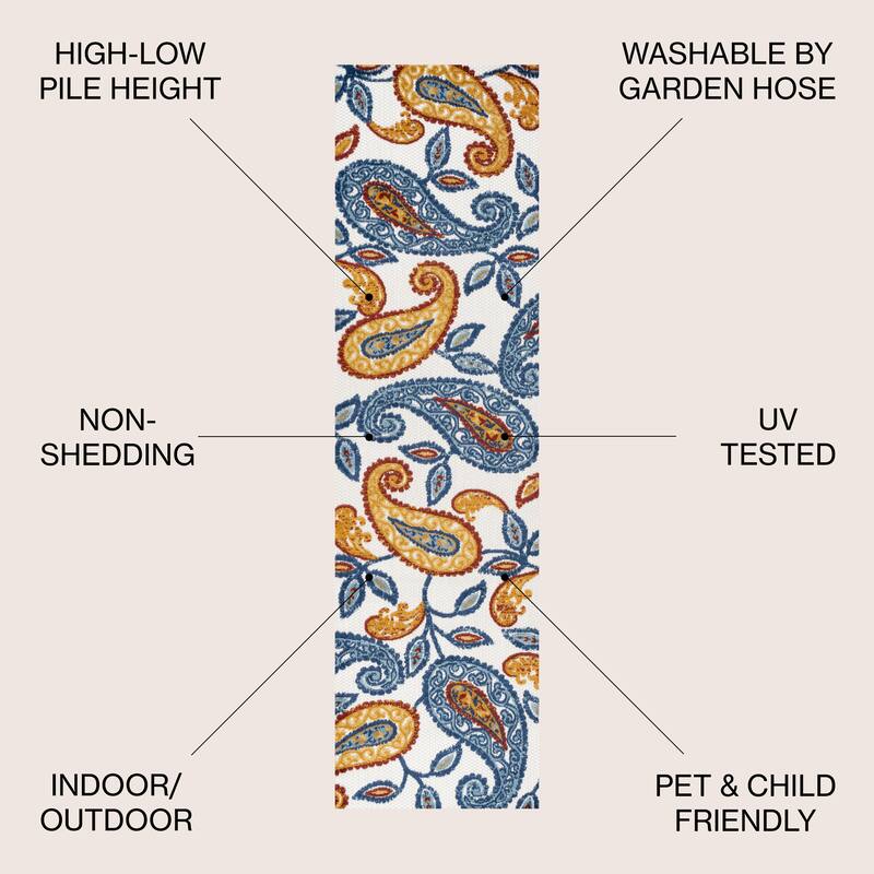 JONATHAN Y Gordes Paisley High-Low Indoor/Outdoor Area Rug